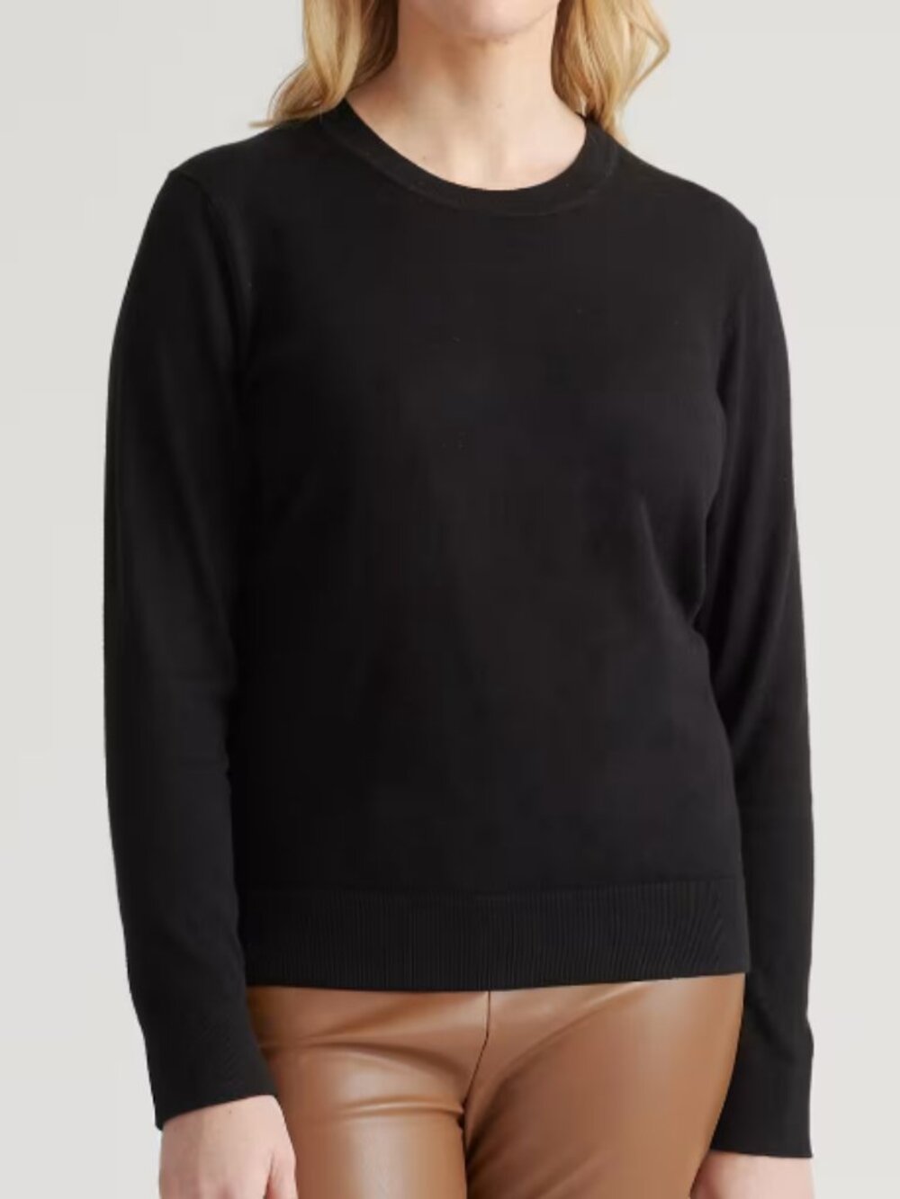 Quince Lightweight Cotton Cashmere Crew Sweater Black XS NWT